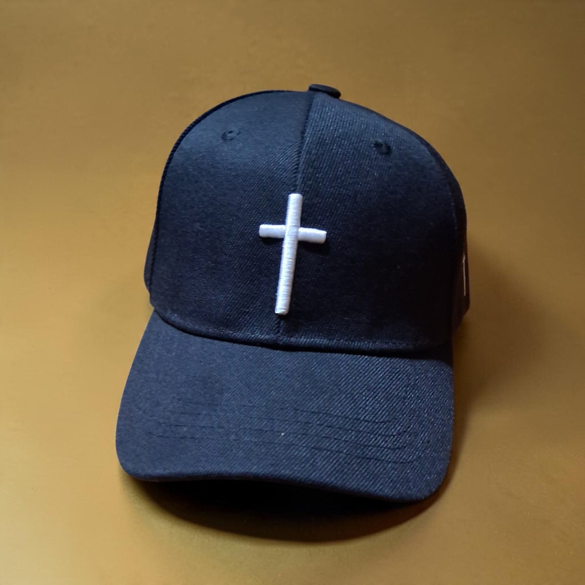 Cross Embroidered Baseball Cap – Black