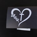 "Jesus" Heart & Cross Car Decal