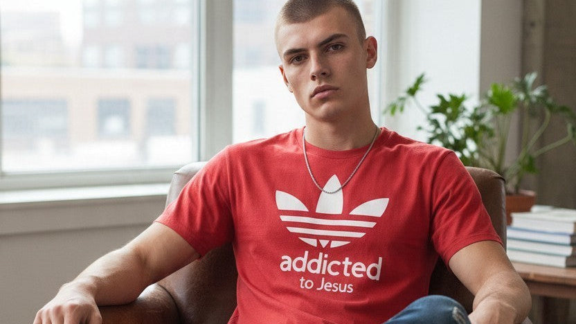 Addicted to Jesus T-Shirt (Adidas Parody)