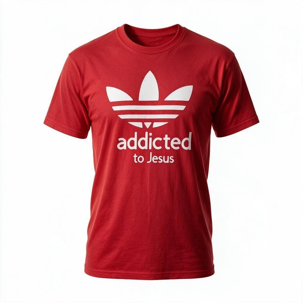 Addicted to Jesus T-Shirt (Adidas Parody)